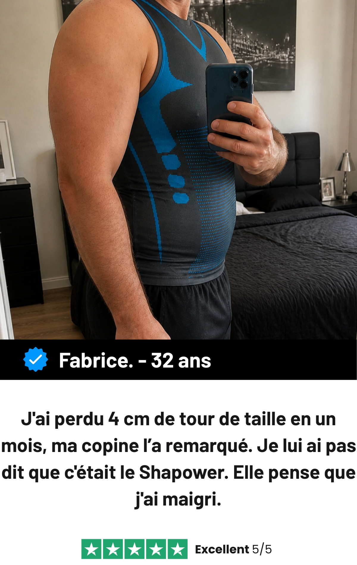 Fabrice, 32 ans : « J'ai perdu 4 cm de tour de taille en un mois, ma copine l'a remarqué. Elle pense que j'ai maigri. » — noté 5 sur 5